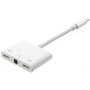 Перехідник lightning роз'єм з двома lightning роз'ємами та роз'ємом jack 3.5 мм для iPhone - білий