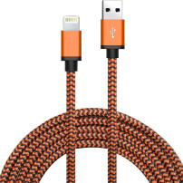 Синхро-зарядочний кабель у обплетенні USB-A / Lightning для iPhone / iPad / iPod / AirPods - 2 m - оранжевий