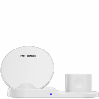 3в1 швидка бездротова зарядочна станція для iPhone / Apple Watch / Airpods - біла