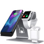 Підставка для зарядки Bestand 3in1 для Apple Watch / AirPods та швидкої бездротової зарядки iPhone - срібляста