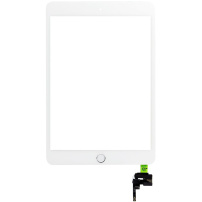 Переднє сенсорне скло (touch screen) для Apple iPad mini 3 з кнопкою Home Button та клеем - TOP якість - білий