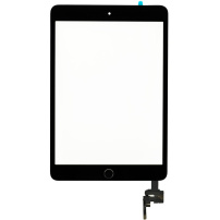Переднє сенсорне скло (touch screen) для Apple iPad mini 3 з кнопкою Home Button та клеем - TOP якість - чорний