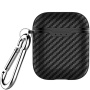 Чохол з карабіном з текстурою карбон волокна для AirPods 1 / 2 - чорний