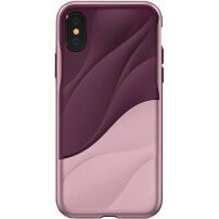 Елегантний чохол з пластичним узором для Apple iPhone XS / iPhone X - бордовий/ рожево-золотий
