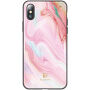 FLOVEME захисний чохол з загартованим пластиком для Apple iPhone XS / iPhone X - рожевий агат