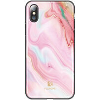 FLOVEME захисний чохол з загартованим пластиком для Apple iPhone XS / iPhone X - рожевий агат