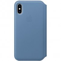 Apple Folio шкіряний фліп чохол для iPhone XS - синя волошка