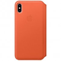Apple Folio шкіряний фліп чохол для iPhone XS Max - темно-оранжевий