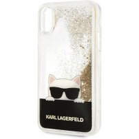 Karl Lagerfeld чохол Choupette з блискітками для iPhone XR - золотий