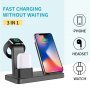 3в1 бездротова настільна зарядка для iPhone / Apple Watch / Airpods - чорний